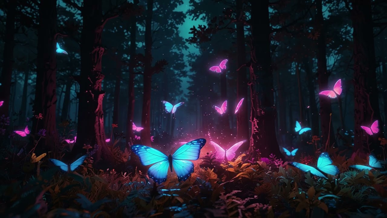 NEON BUTTERFLY 🦋✨ Glow in the Dark Lofi Forest — Chill Beats to Dream, Study & Escape