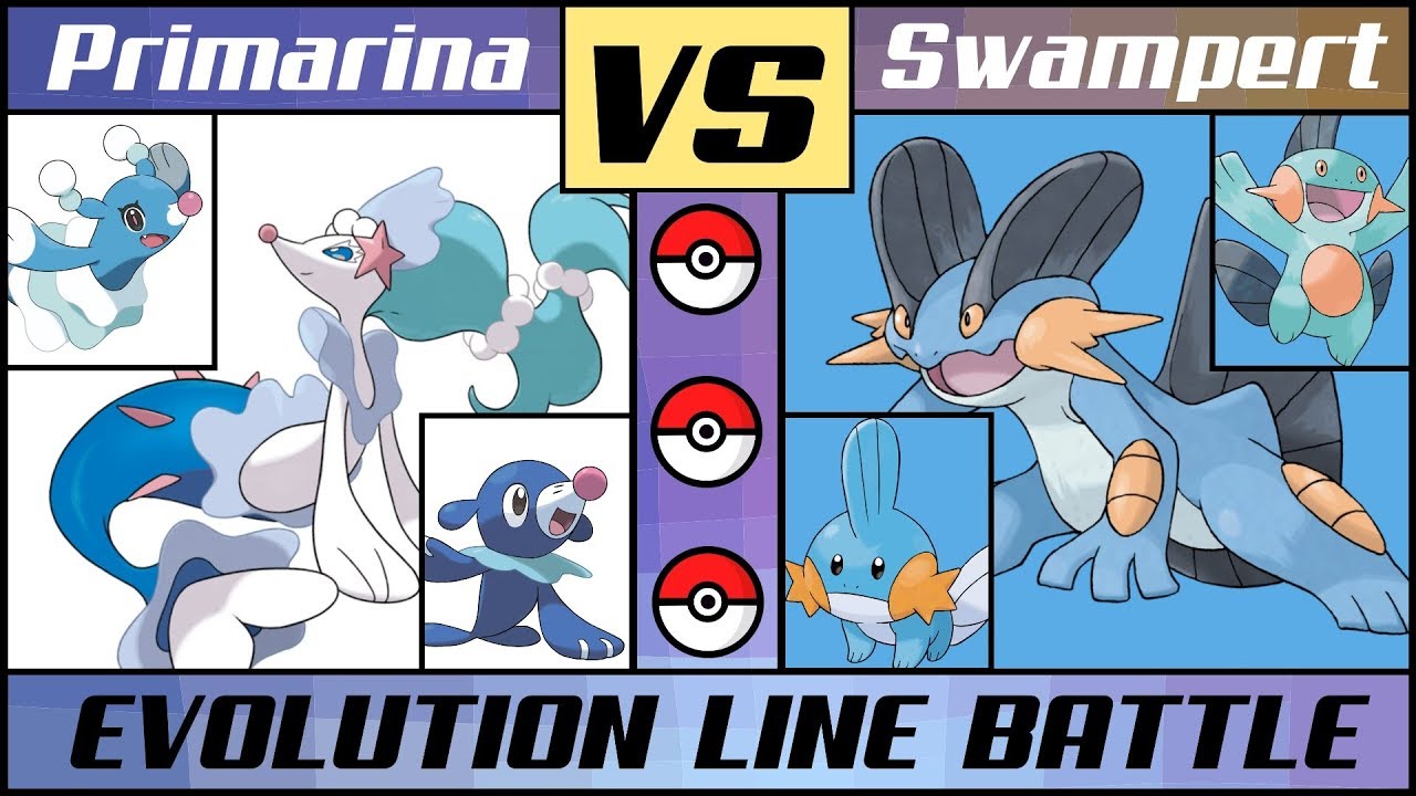 SWAMPERT vs. PRIMARINA - Water Starter Evolution Line Battle (Pokémon Sun/Moon)