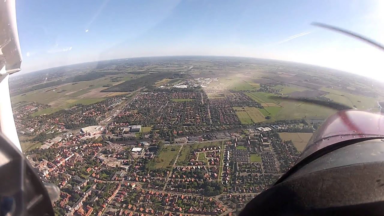 Flug von Norderney über die Krummhörn nach Emden