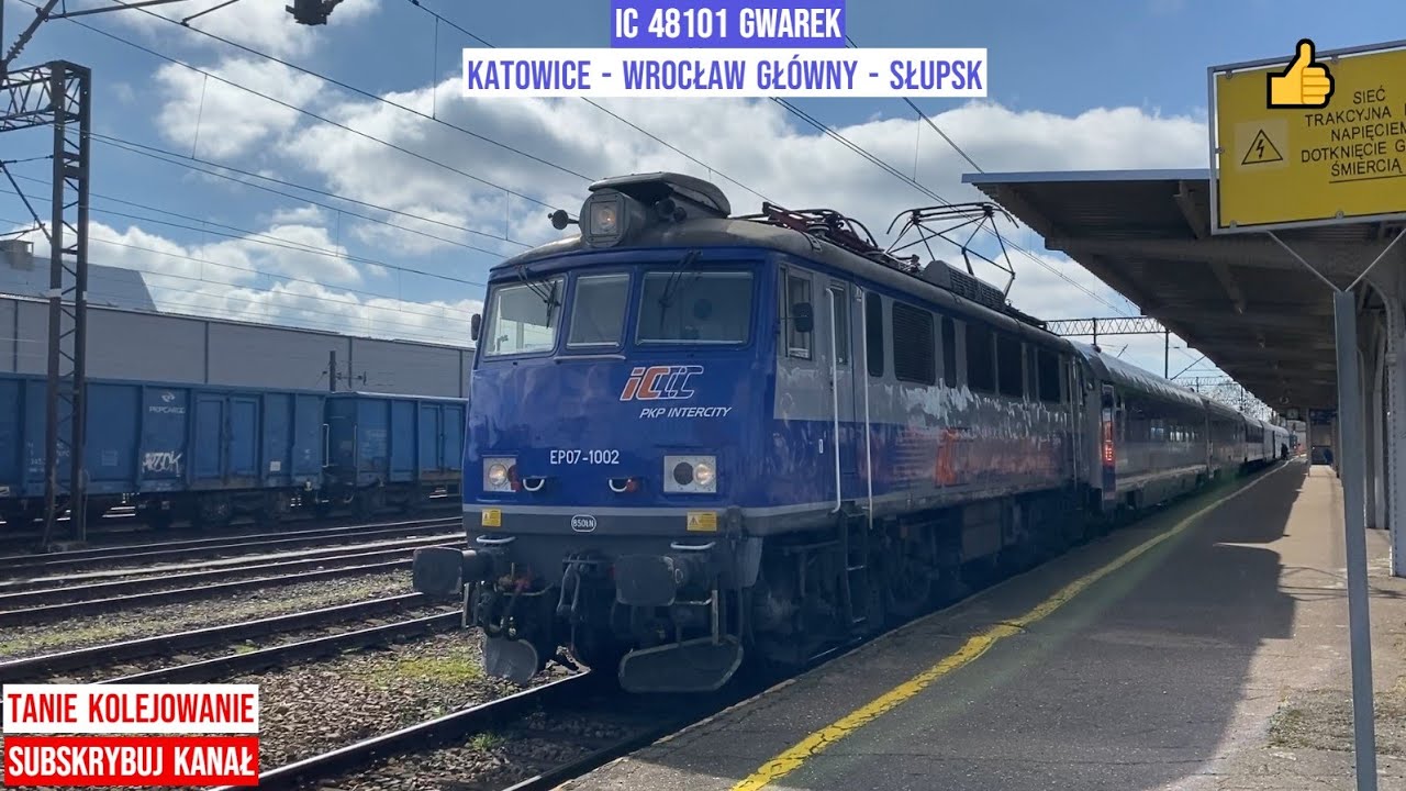 Pociąg Train IC 48101 GWAREK Katowice - Wrocław Główny - Słupsk relaksujący film Tanie Kolejowanie