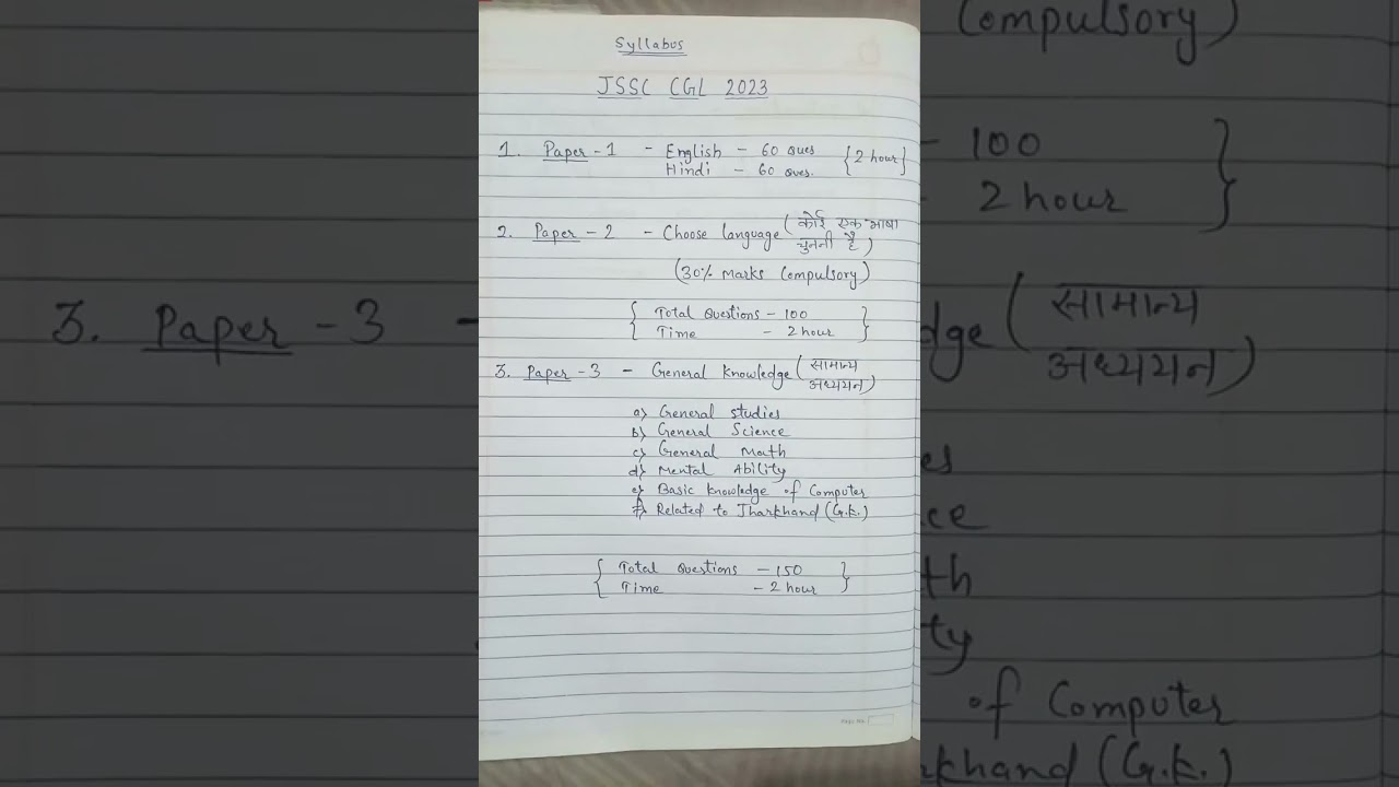 Jharkhand CGL syllabus  #jssc 2023