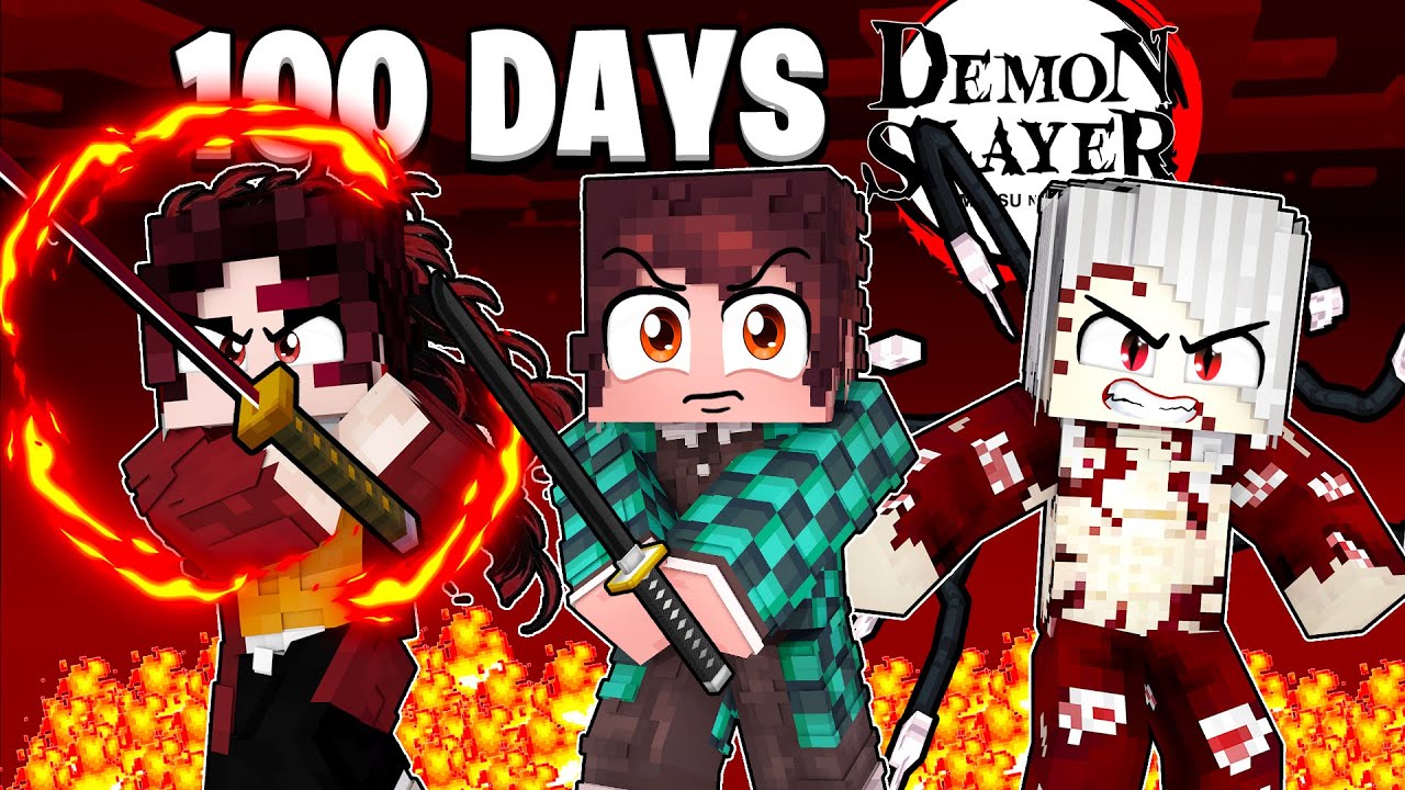 Мы выжили 100 дней в Trio DEMON SLAYER Minecraft (3 друга)