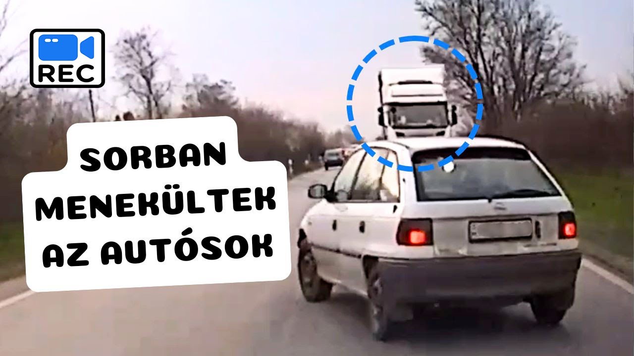 SORBAN MENEK&Uuml;LTEK az aut&oacute;sok A KAMIONOS ELŐL a 81-es fő&uacute;ton