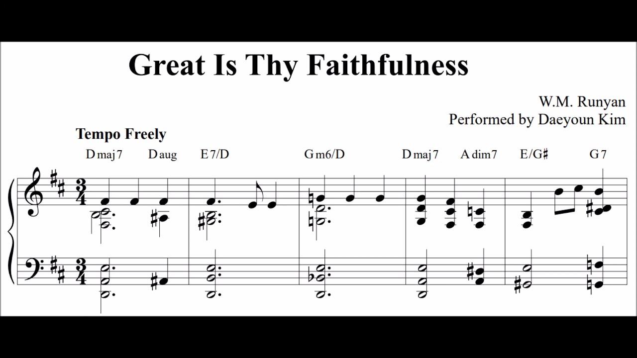 'Great Is Thy Faithfulness'(오 신실하신 주) for solo piano (sheet music)