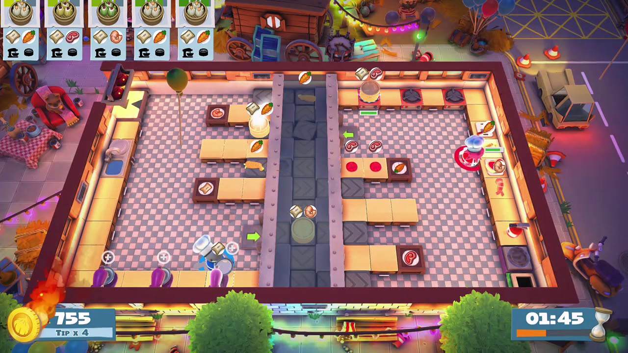 Overcooked 2 - Carnival of Chaos Kevin 1 level - 4 Stars - 2 Player co-op