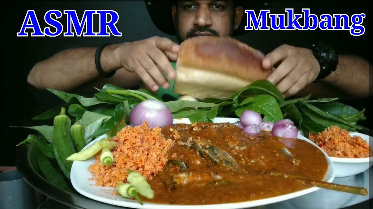 Bread with Spicy Linna Fish Thick curry and Coconut sambal/ Food eating show [ ASMR ] 04/08/2024..