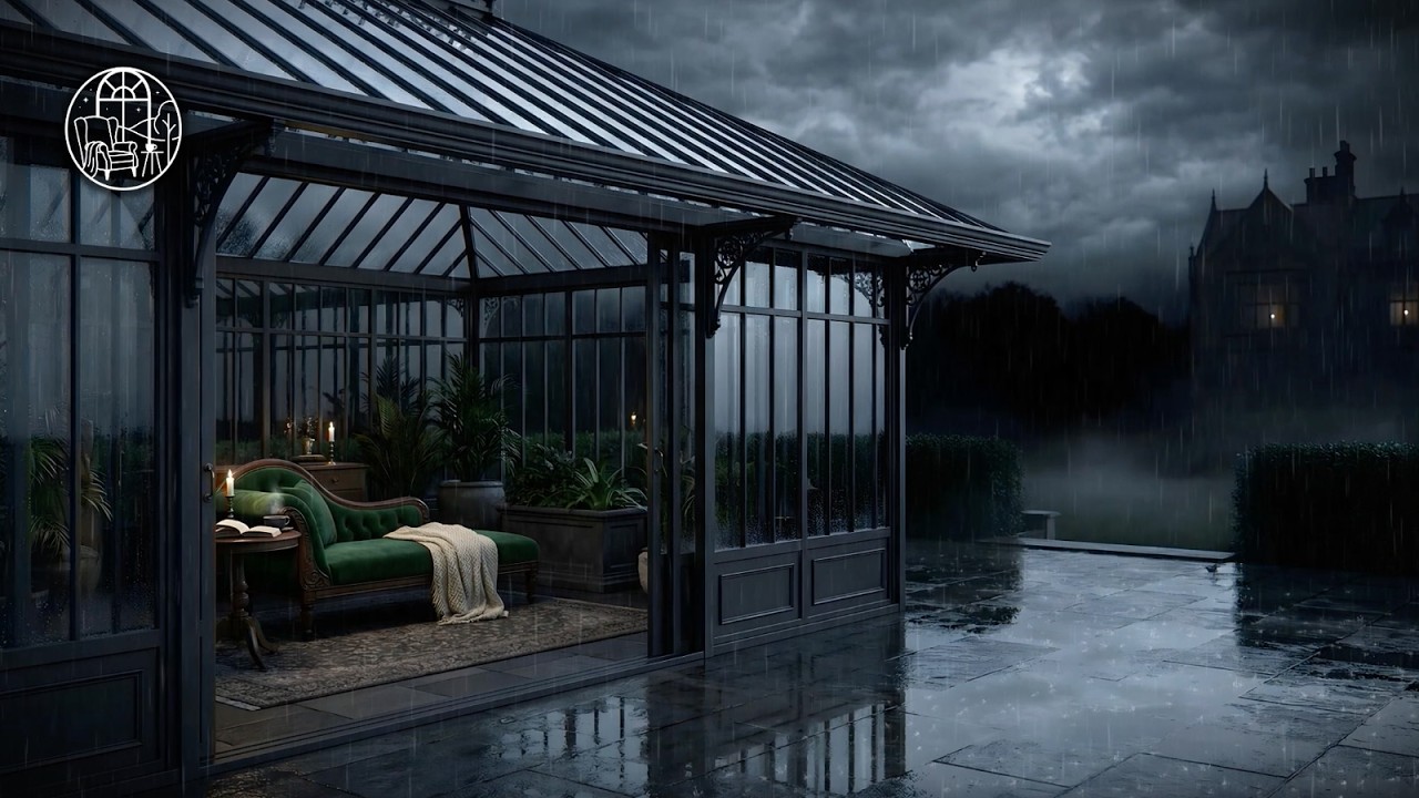Rain Sounds on Conservatory Glass Roof | Sleep Safe (No Thunder, No Music) | 3 Hours