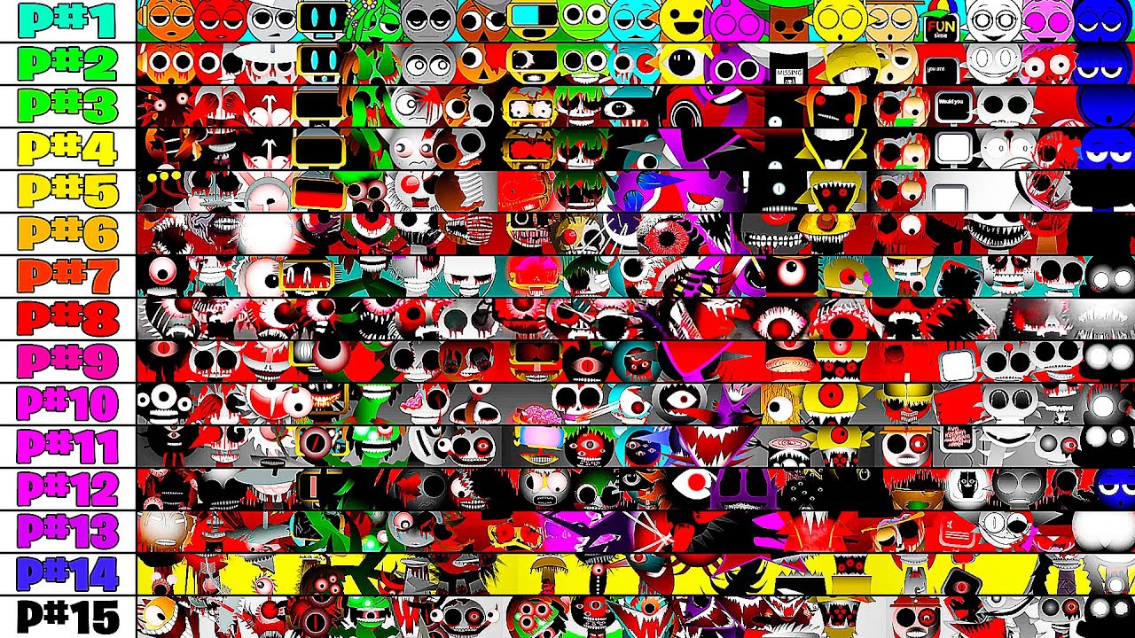 Phases 1-15 Together in Incredibox Sprunki - All Characters in One from Horror Sprunki