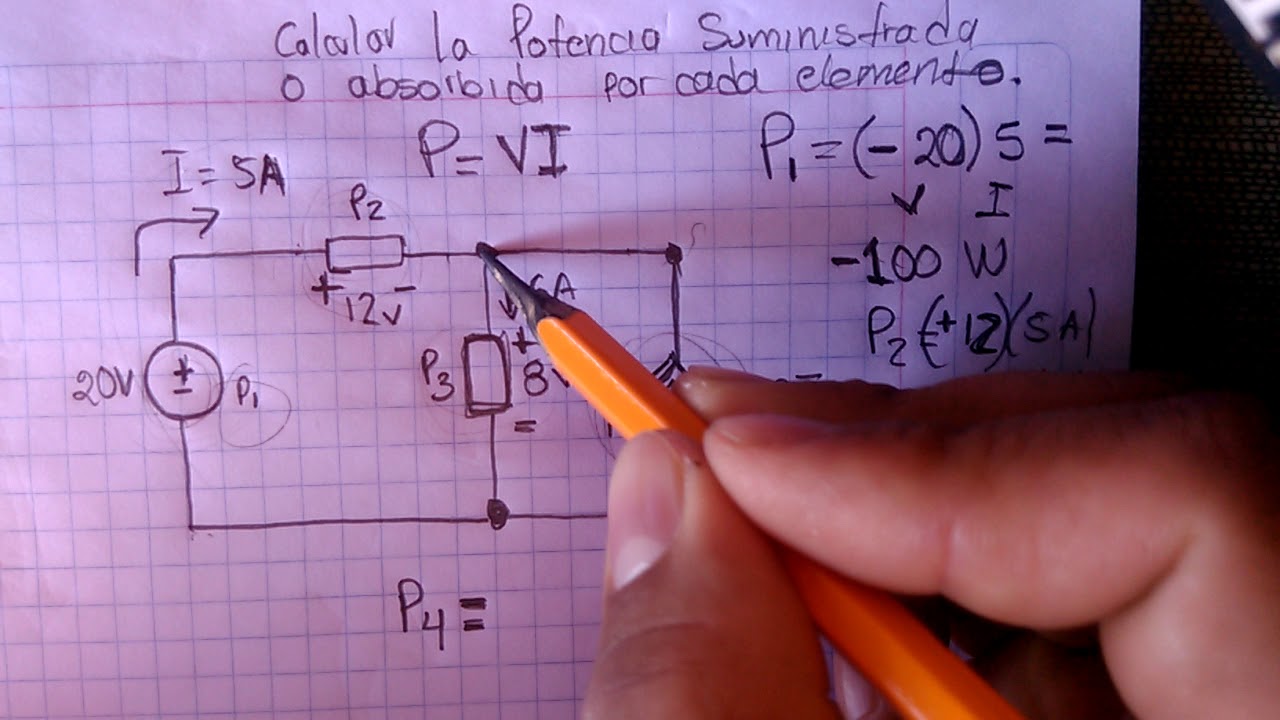Análisis de circuitos. Calculo de Potencia absorbida o suministrada por sus elementos.