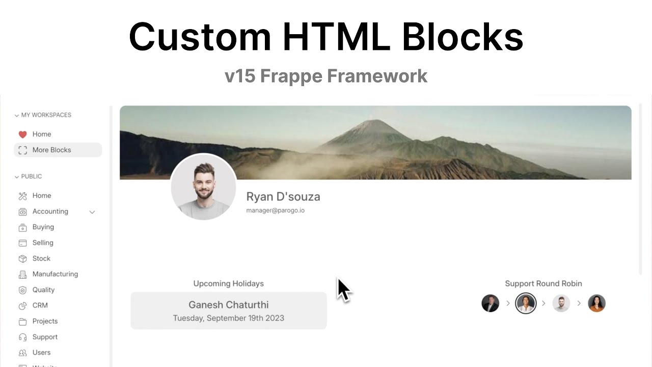 Custom HTML Blocks | Frappe Framework Version 15
