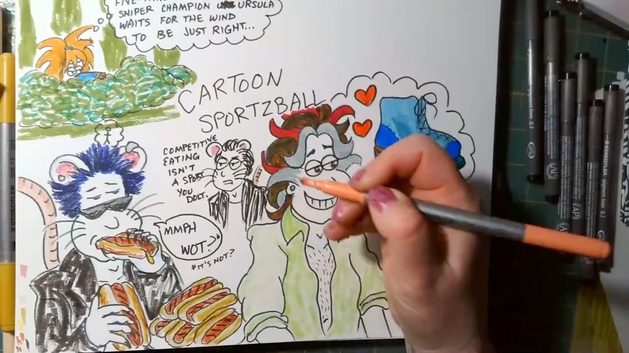 Live Drawing with Pyra: Ep. 7 of Brainstorming Sketches with my Original Characters: Sports Edition