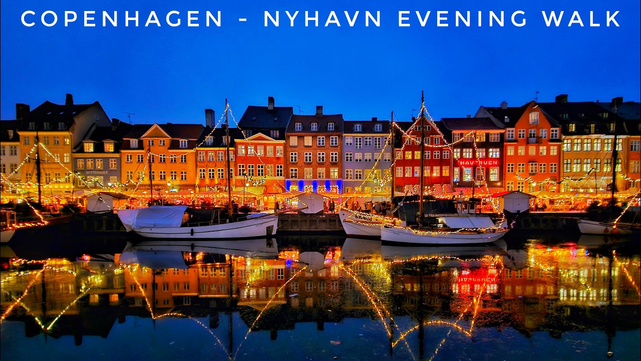 🇩🇰 Copenhagen 🎅 A Cozy Christmas Stroll in Nyhavn and the Waterfront Areas 🎄 Denmark 4K Evening Walk