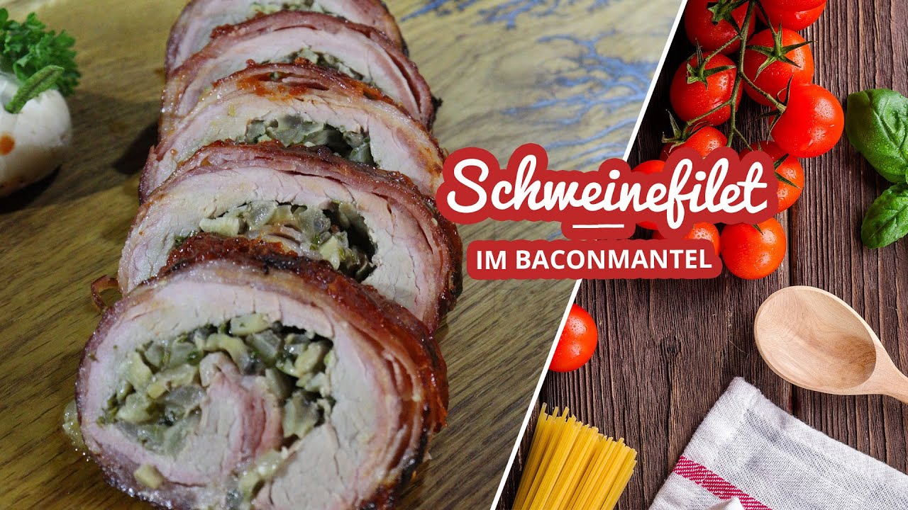 gefülltes Schweinefilet im Baconmantel