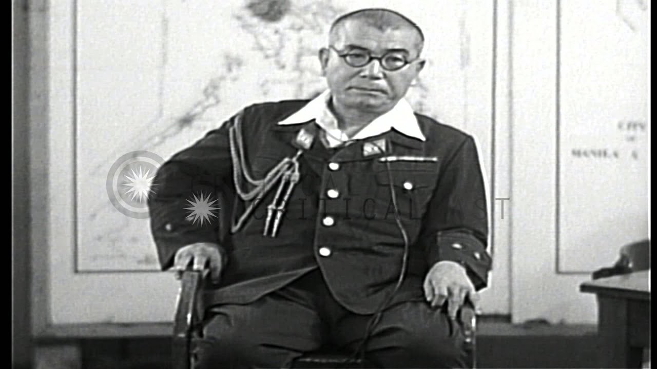 General Akira Muto of The Imperial Japanese Army during the Yamashita trial in Ma...HD Stock Footage