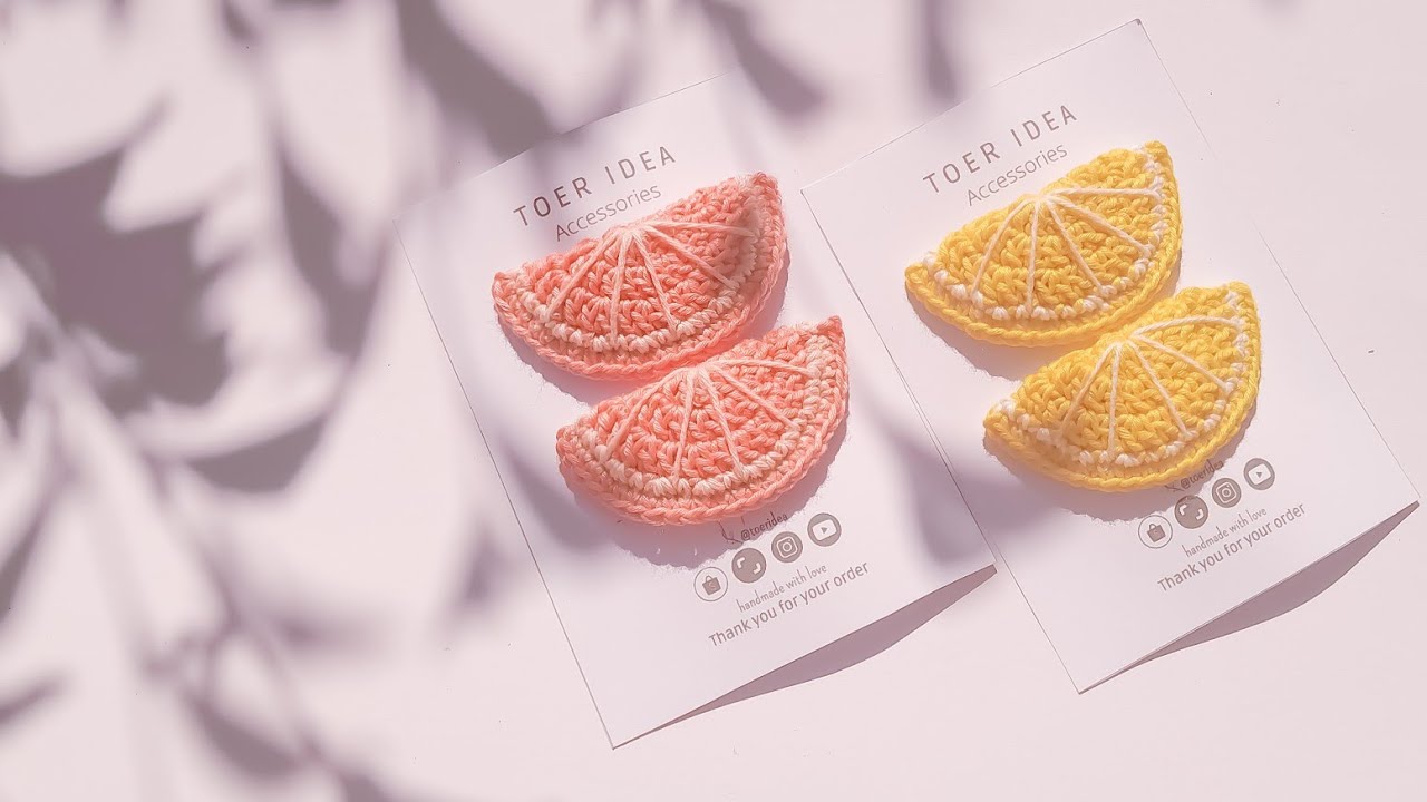 Crochet Fruit Slice Hair Clips | easy lemon slice pattern | Jepit Rambut Rajut Pola Irisan Lemon