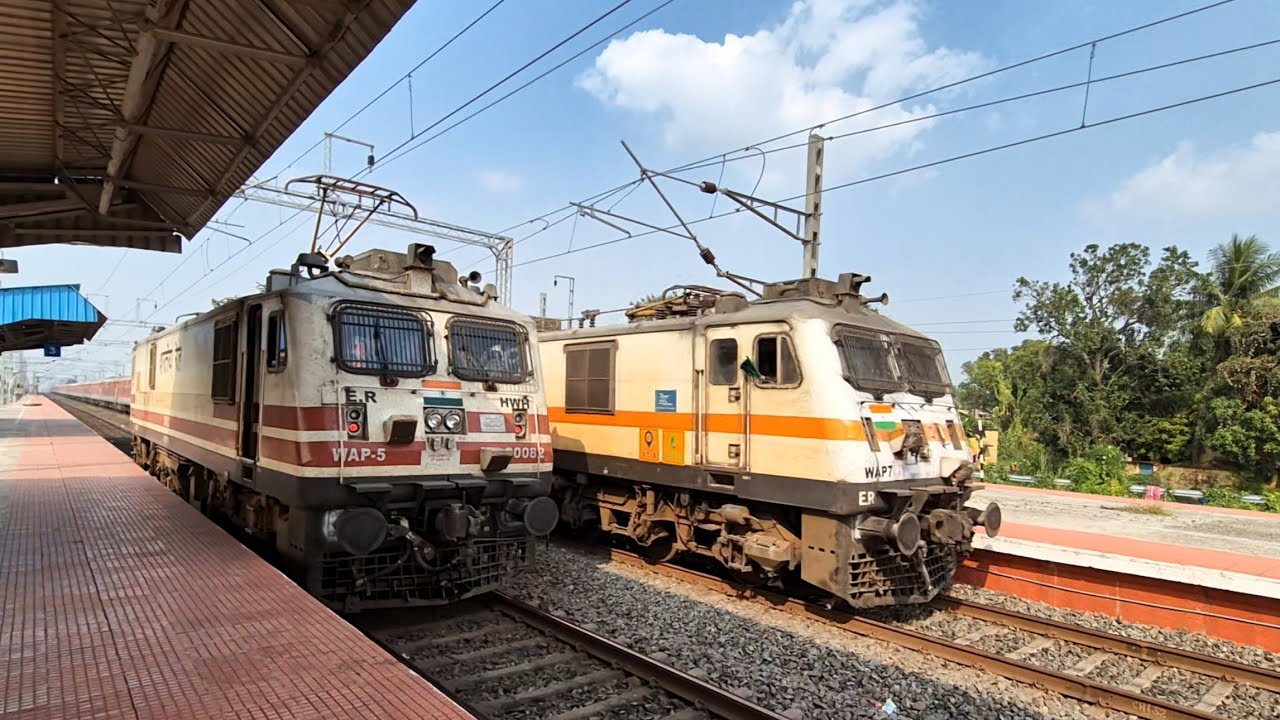 Dangerous 130kmph WAP7 Bangalore Rajdhani+ Vrindavan SF+Amrit Bharat+CBE Shatabdi attacks Senji- IR