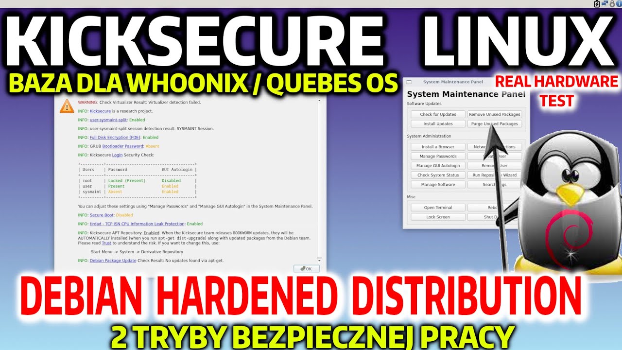 KICKSECURE  - Hardened Debian - Baza dla QuebesOS oraz Whoonix Linux - Aktualizacje TOR+HTTPS i inne