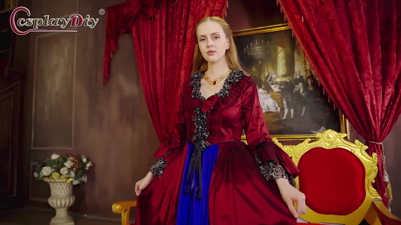 Cosplaydiy Marie Antoinette 18th Century Ball Gown Dress Red Blue Rococo dress