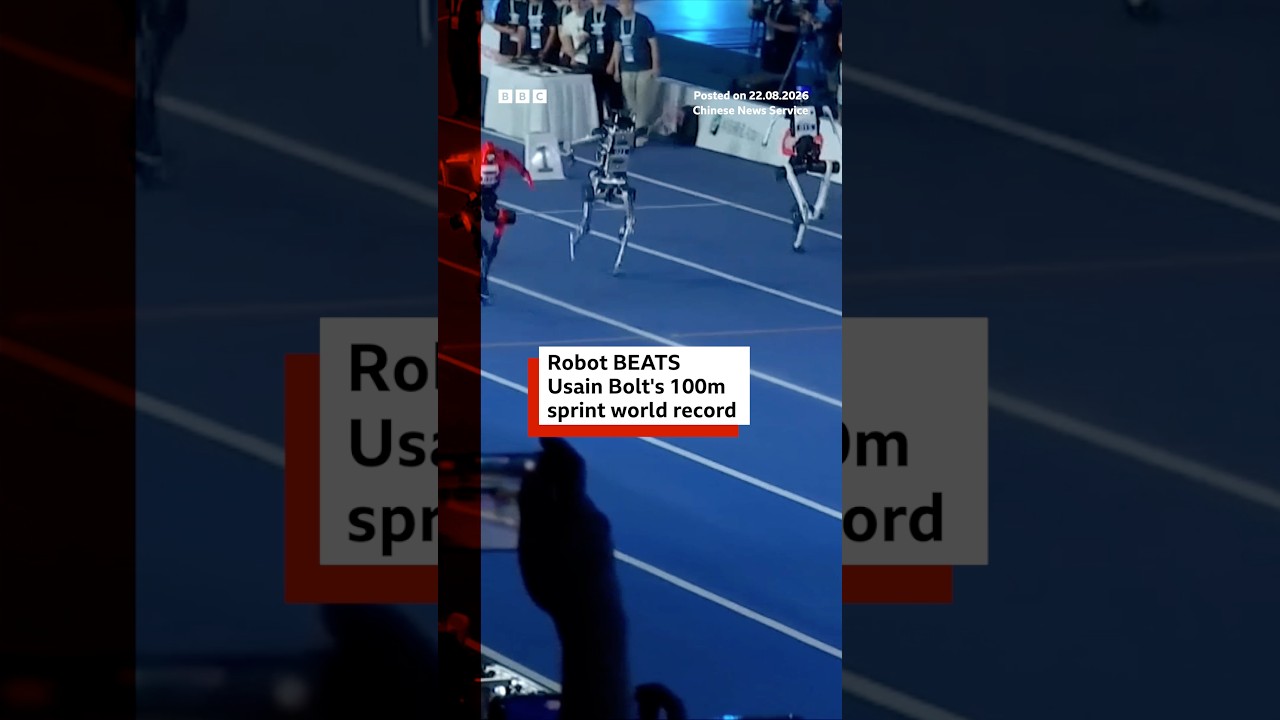 Robot beats Usain Bolt's 100m sprint world record at World Humanoid Games. #Robot #BBCNews