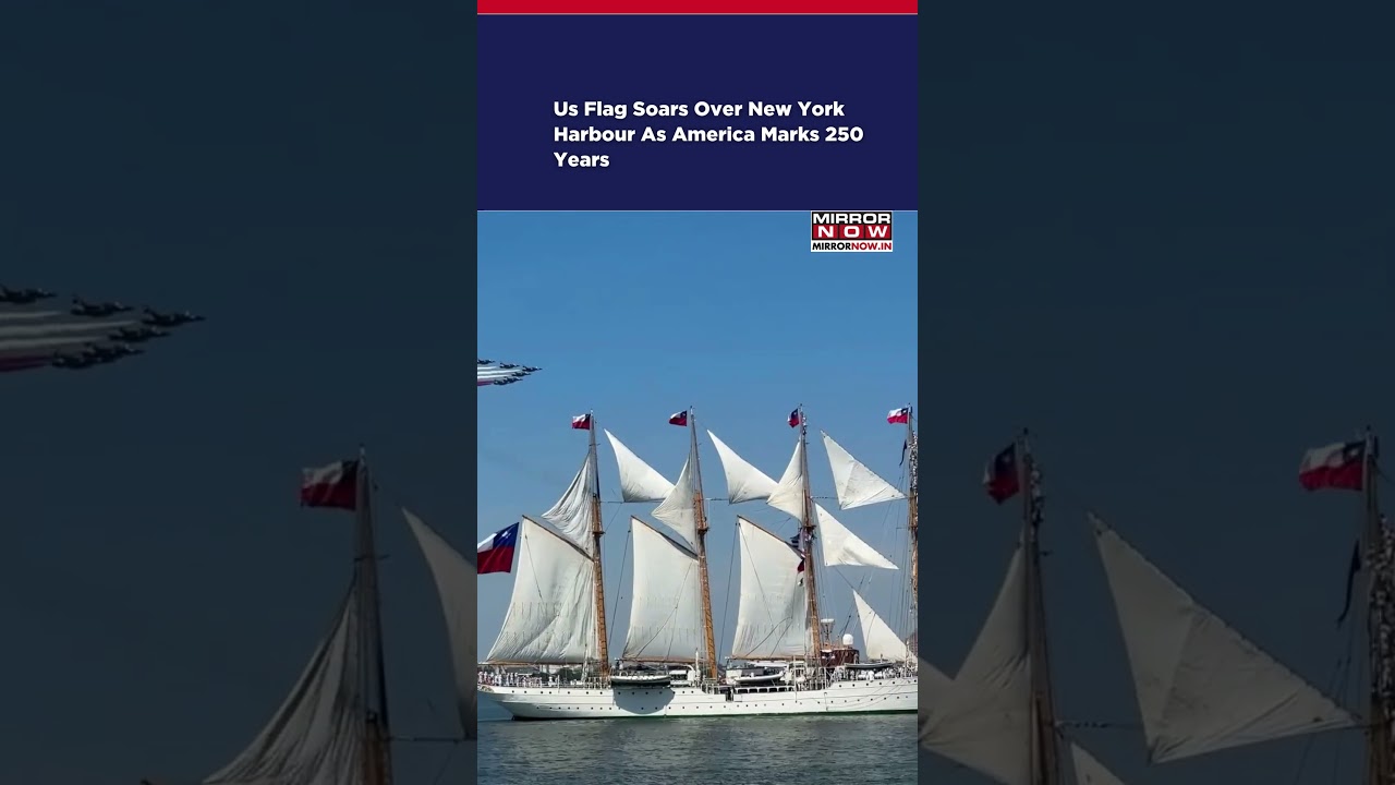 US 250th Independence Day: Giant Flag Soars Over New York Harbour in Massive Naval Parade #ytshorts