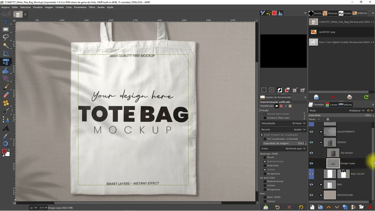 GIMP - Editando mockup PSD no GIMP