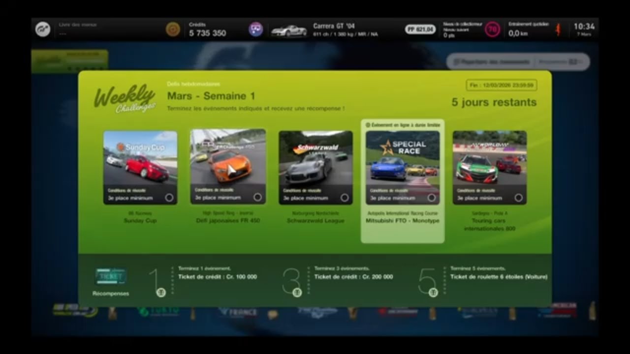 Gran Turismo™ 7 - Weekly challenges Mars semaine 1
