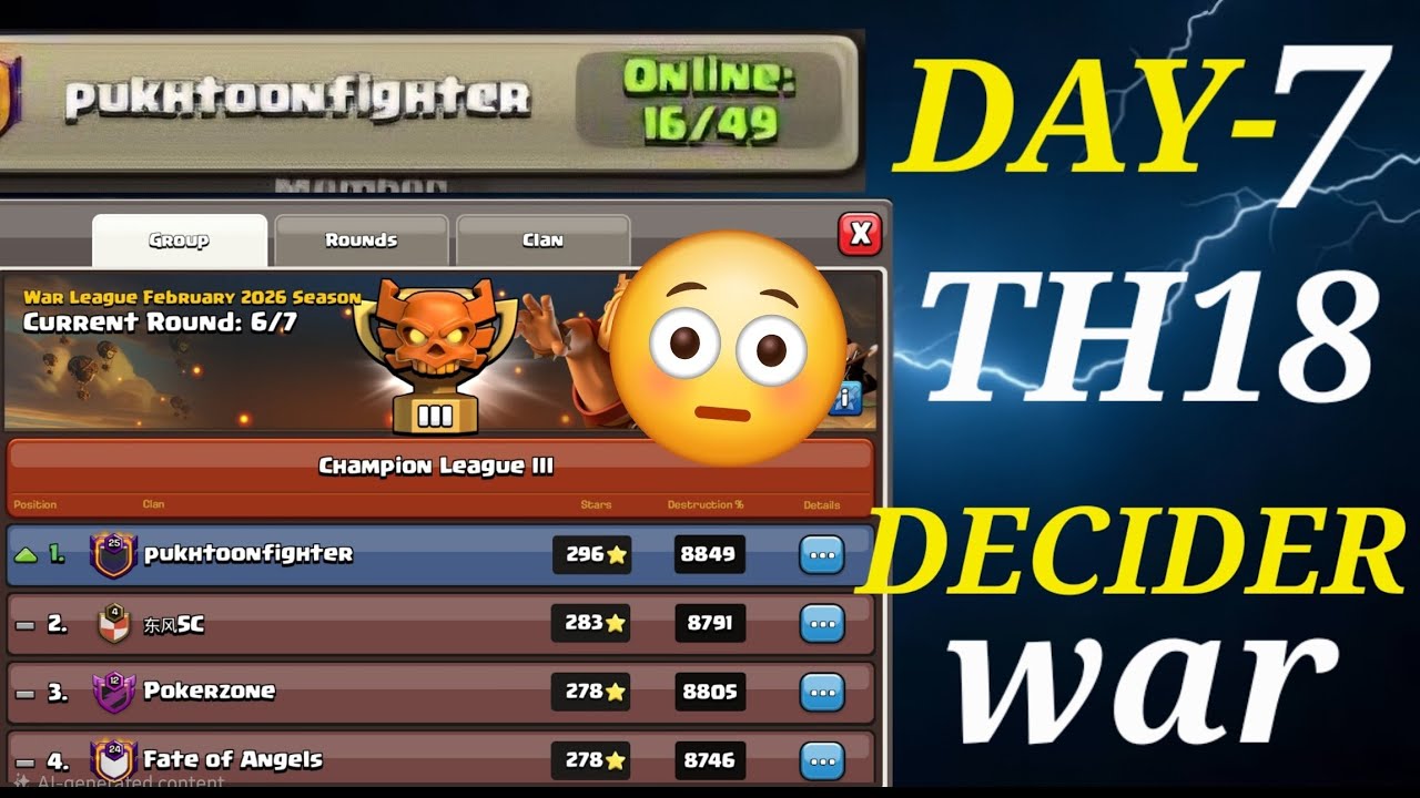 Day-7 Deciding Round Of Cwl For Us To Promote To Champion-2 High Pressue Attacks| #clashofclans 
