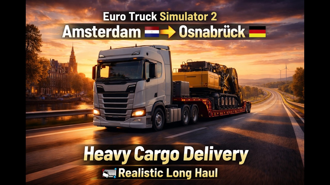 Euro Truck Simulator 2  Amsterdam 🇳🇱 ➜ Osnabrück 🇩🇪 Heavy Cargo Delivery 🚛 Realistic Long Haul