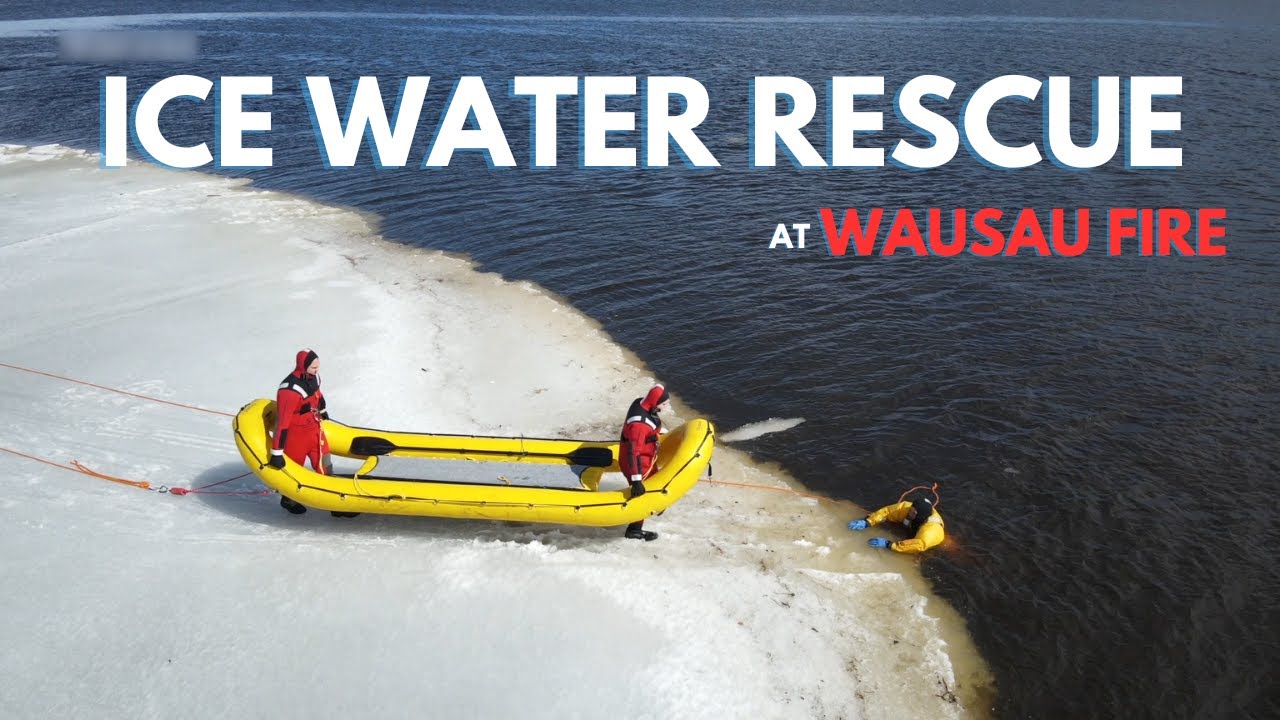 Ice Water Rescue Training DRONE FOOTAGE | Wausau Fire Dept.