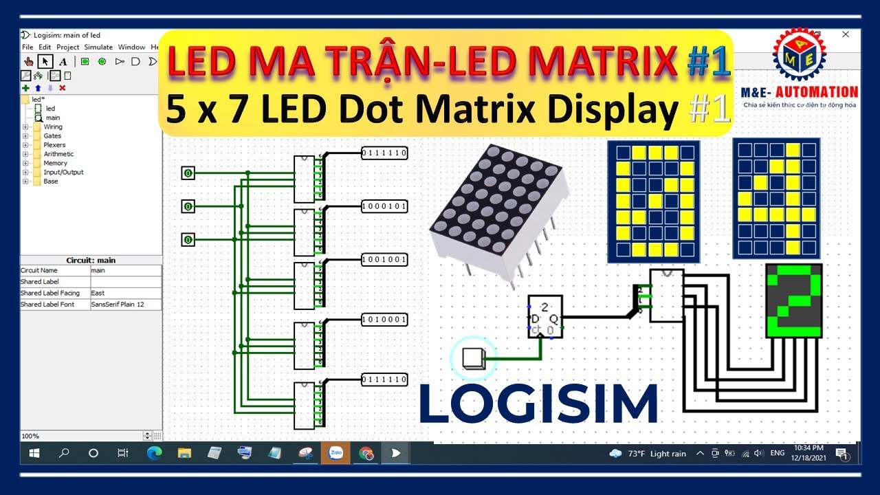 Led Matrix Logisim | Светодиодный матричный дисплей 5x7 и моделирование в Logisim # 1