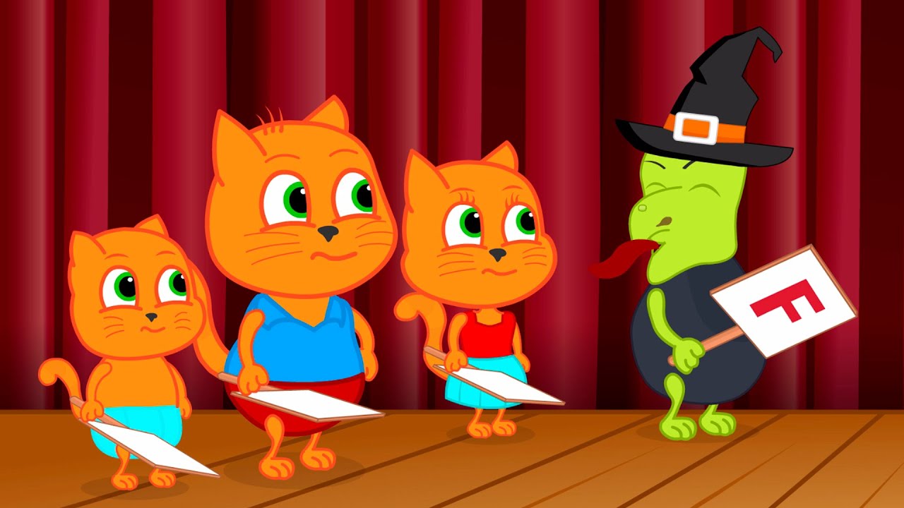 Cats Family in English - Witch guesses the word Cats Cats Cartoon for Kids