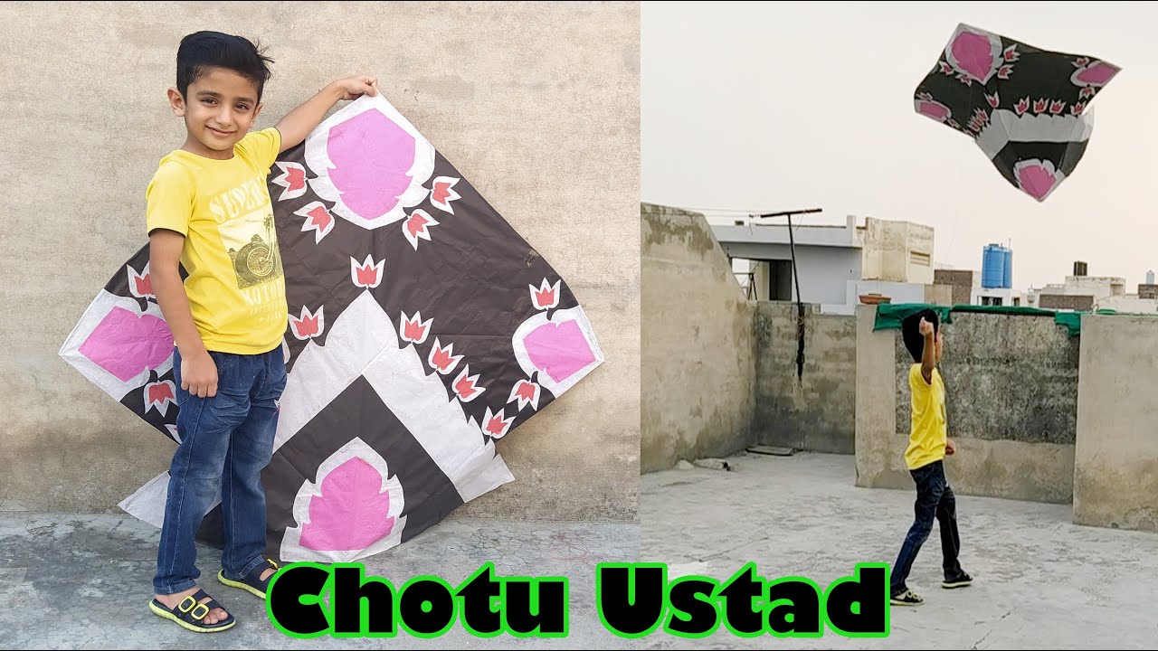 5 Year Old Chotu Ustad Flying 2.5 tawa Kite big kite l GolgappaY kites