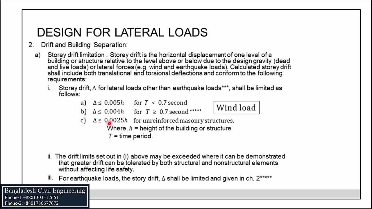 Drift & Deflection Limit for Wind Load| BNBC 2020 | Shear Wall Design Part 35