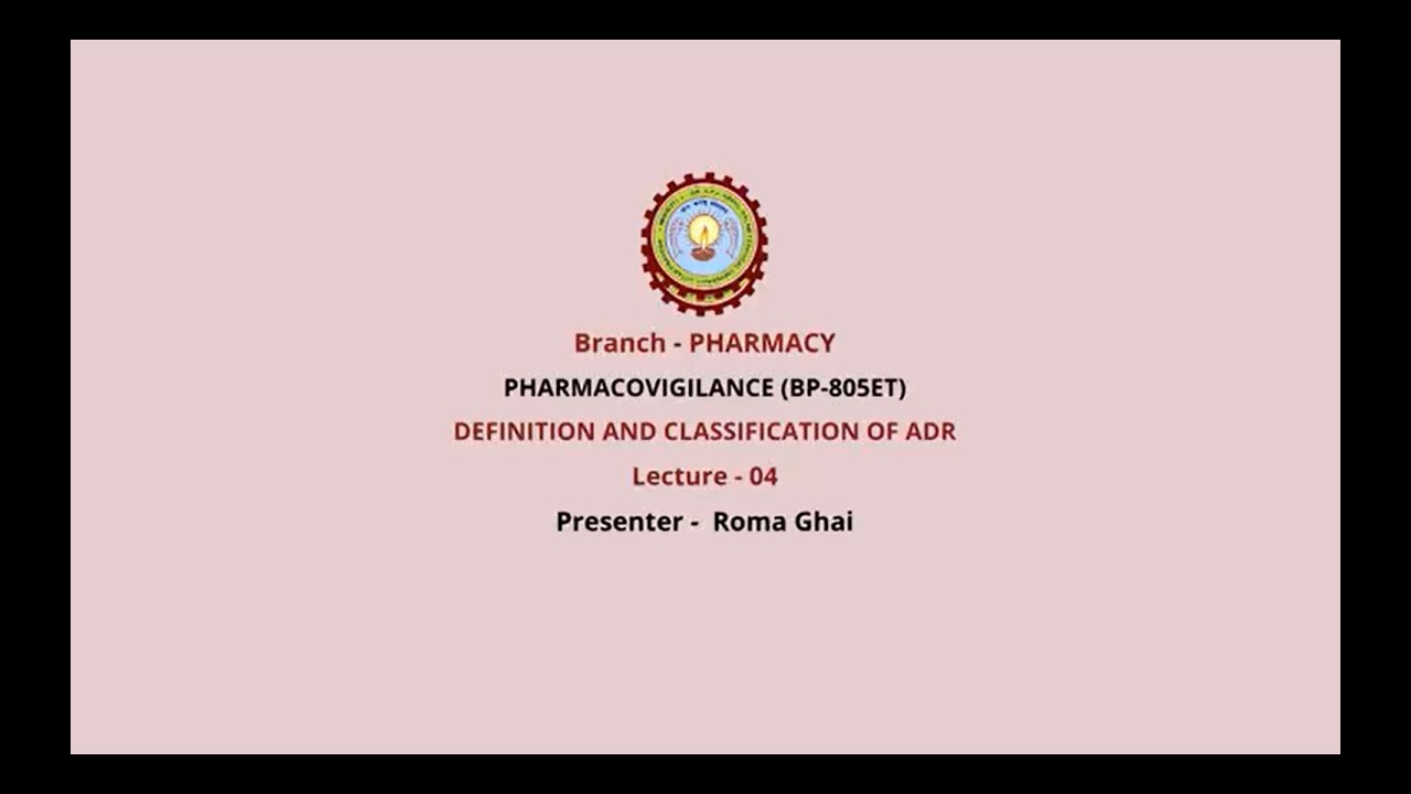 Pharmacovigilance | Definition and Classification of ADR | AKTU Digital Education