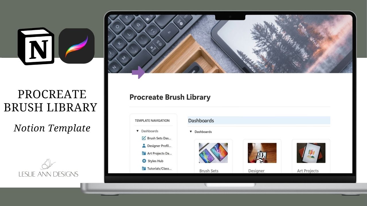 Procreate Brush Library Notion Template - Organize and Keep Track of All Your Procreate Brushes