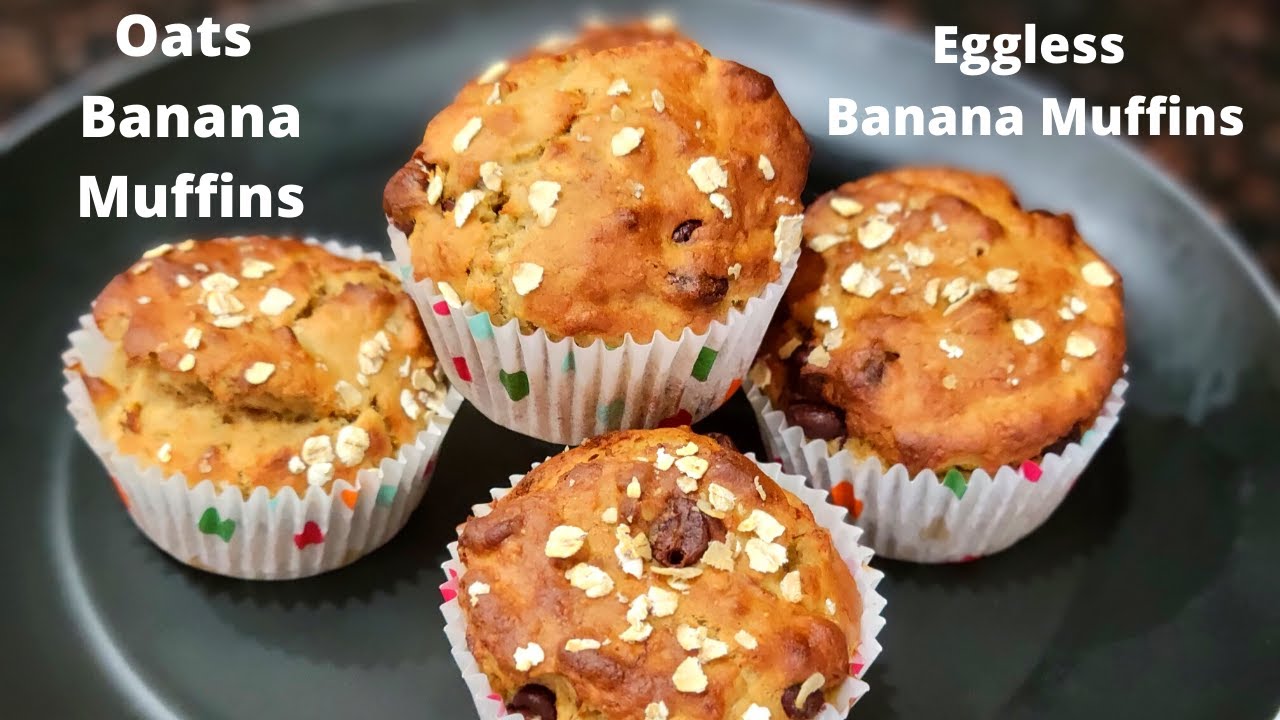 Eggless Oats Banana Muffins | Egg free banana Muffin | Banana Muffins (Small batch)
