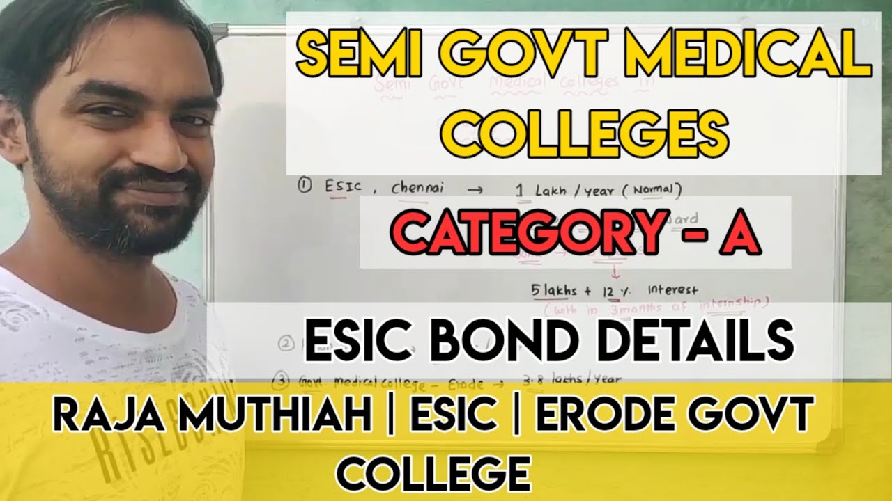 ESIC bond explained | Fees | Semi govt medical colleges | TN medical selection