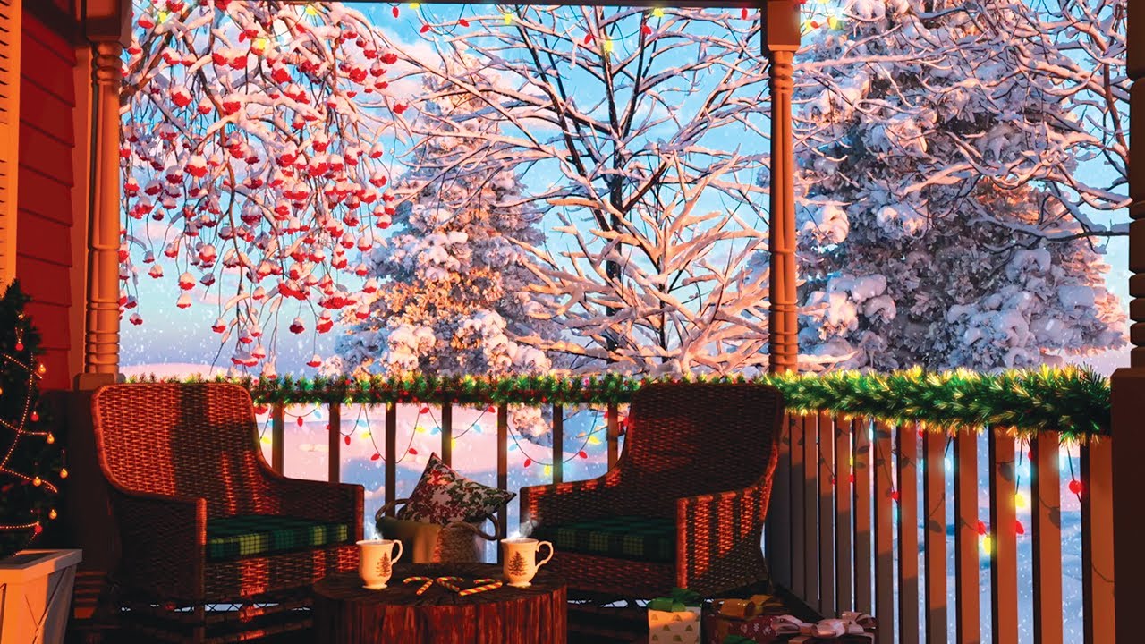 Christmas Morning Porch Ambience: Winter Morning Sounds With Birdsong & Softly Falling Snow