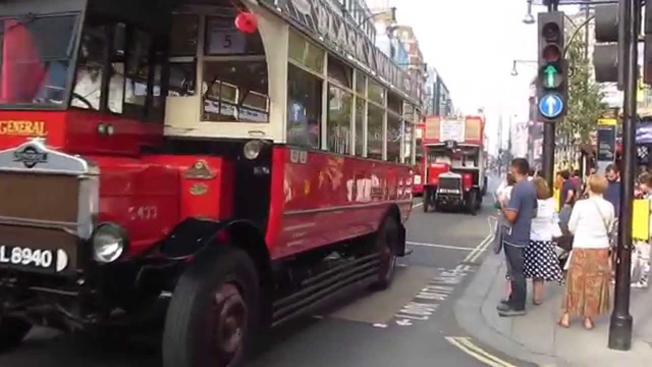 Pre-war bus run-past in Oxford Street