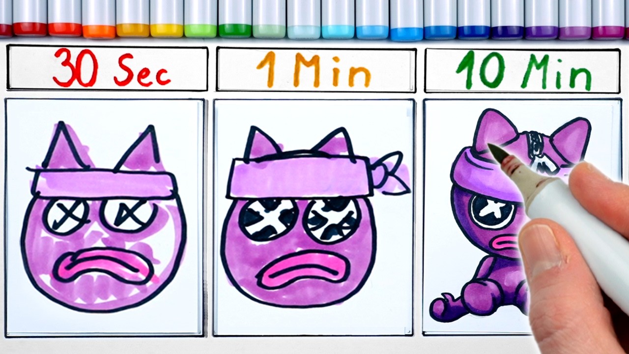 Drawing GOOBER GUTZ, but ONLY 30 Seconds vs 1 Minute vs 10 Minutes POPPY PLAYTIME
