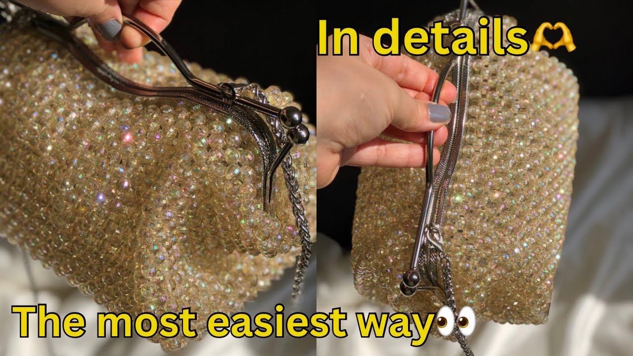 How to make a perfect beaded purse with metal frame ✨طريقه الشنطه الخرز بالفريم المعدن ✨