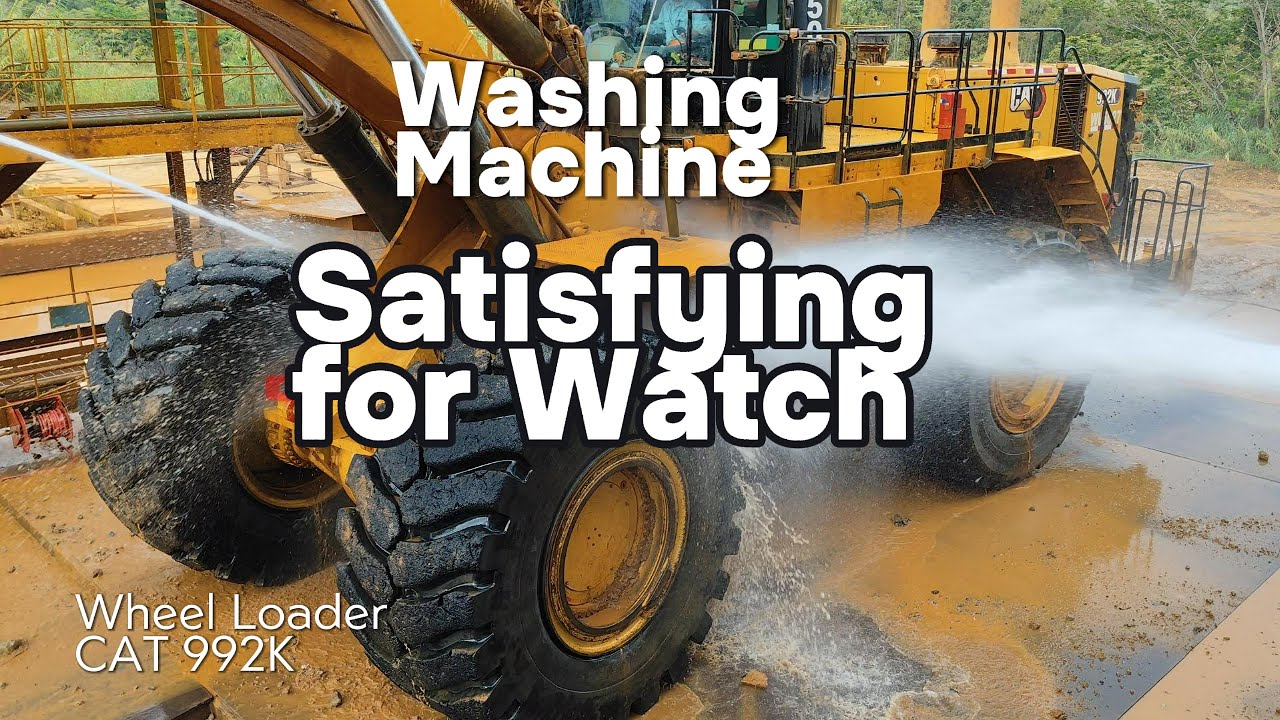 Memuaskan untuk di tonton, mencuci alat berat wheel Loader Cat 992K