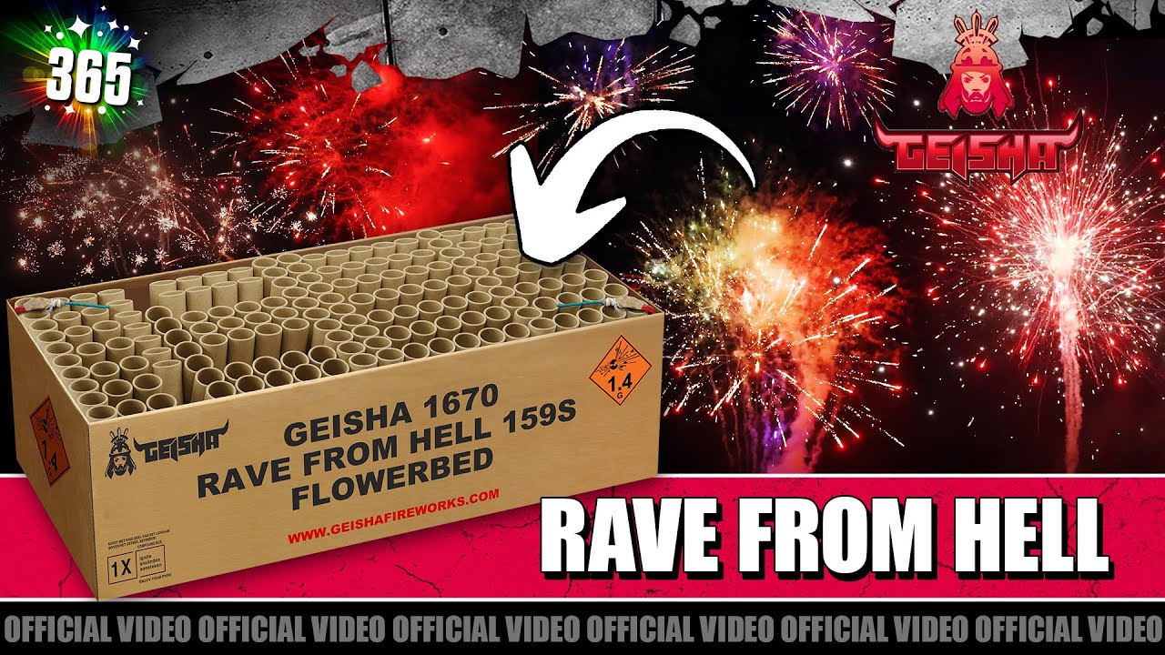 Rave From Hell vuurwerk | Geisha Megaforce Combideals | Vuurwerkmania |  Rubro | 159 schots Compound