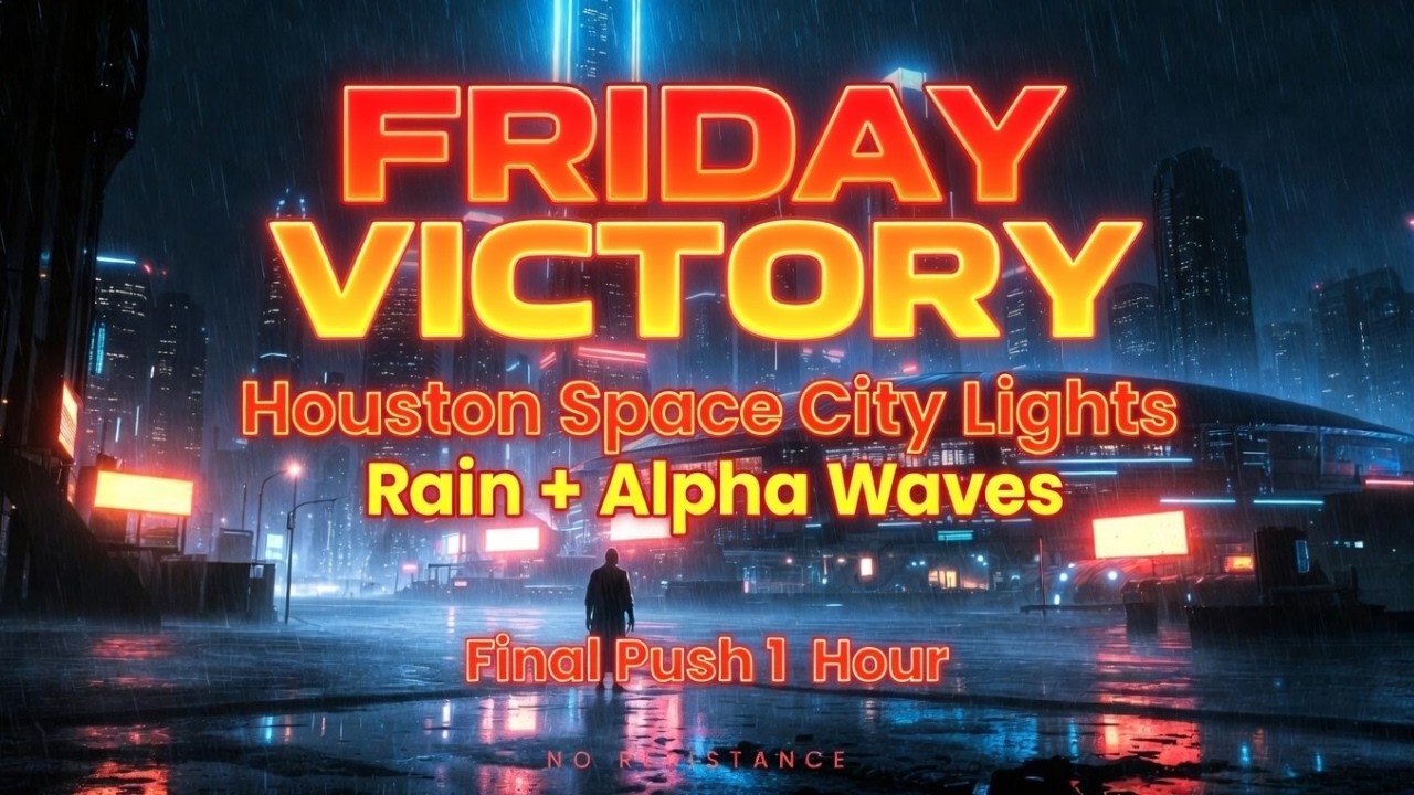 FRIDAY VICTORY: Houston Space City Lights Rain with Alpha Waves – Final Push & Productivity Ambience