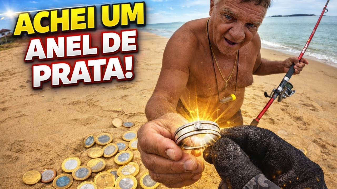 ELE FICOU SEM PALAVRAS! Achei um Anel de PRATA na Praia 😱💍