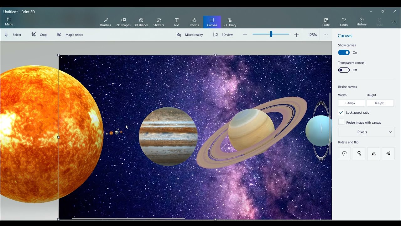 How to draw the solar system in Paint 3D