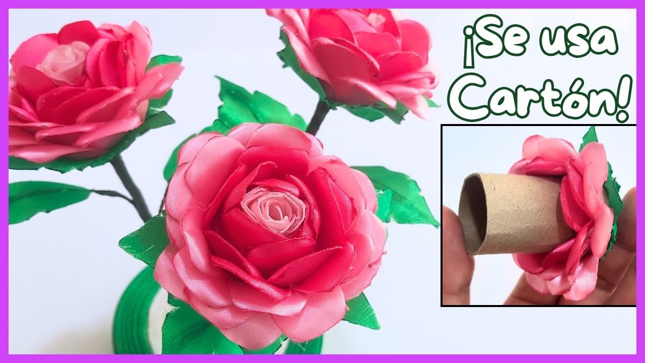 ¡Nadie cree que usé Cartón! Mini Rosas Satinadas de 3 Tonos