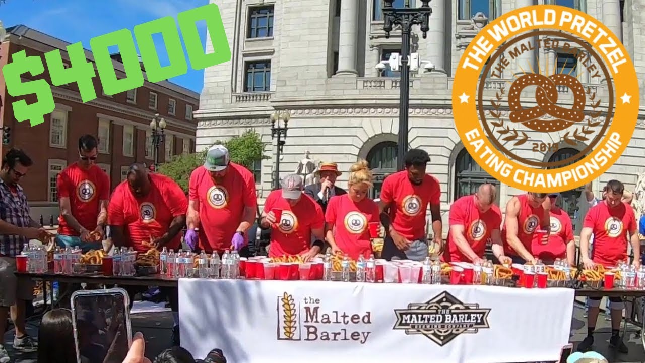 Pretzel eating contest hosted by The Malted Barley in Providence RI