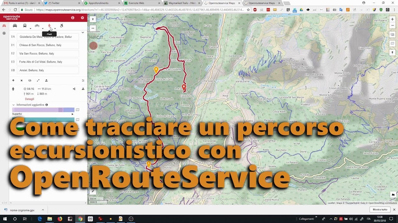 Come tracciare un percorso escursionistico con OpenRouteService