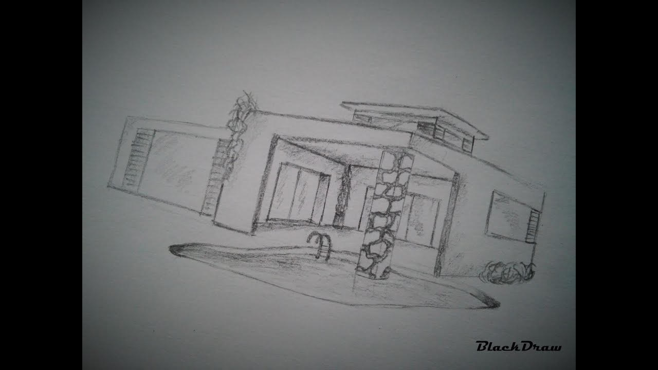 How to draw a modern house 2